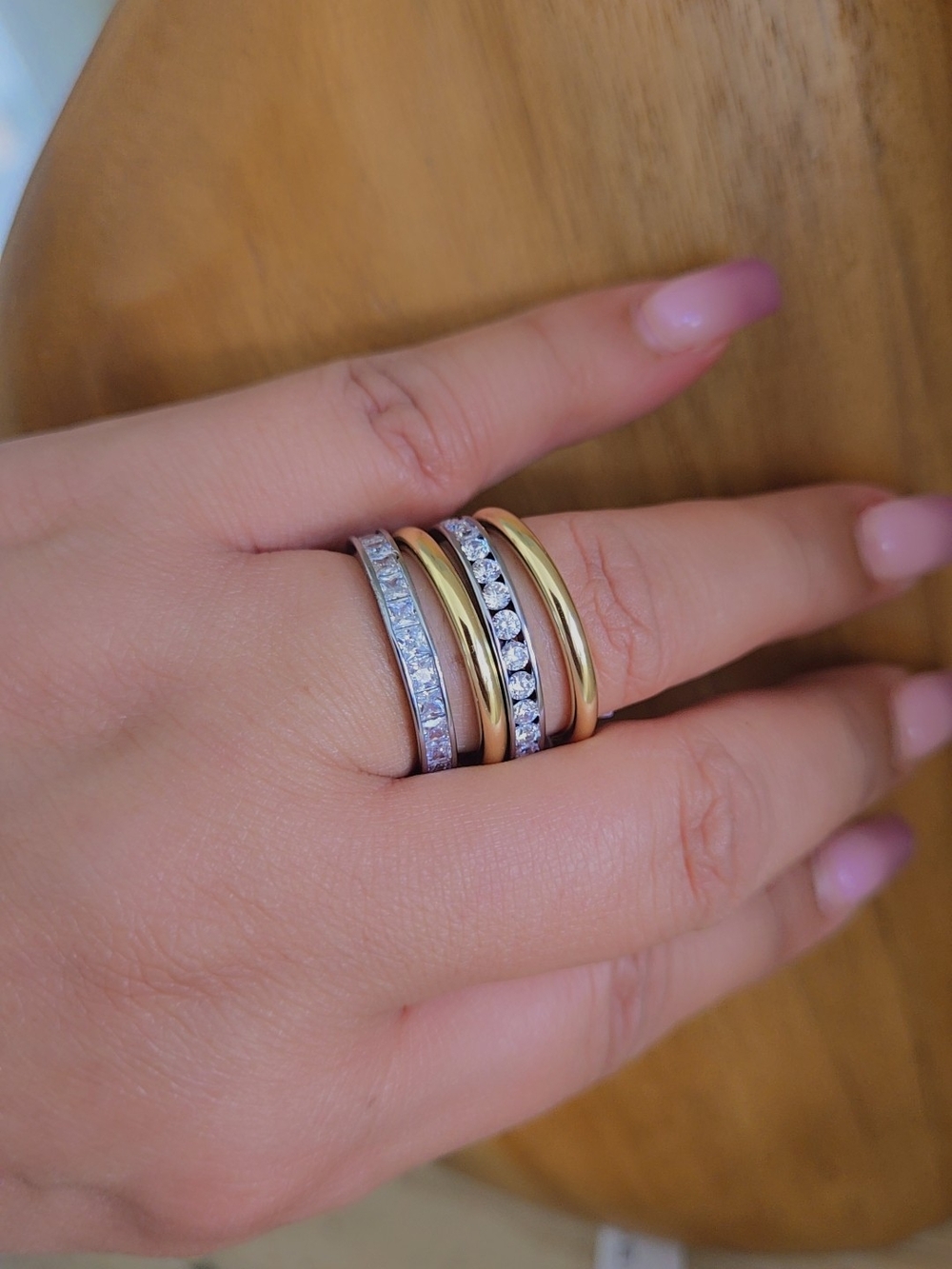 Aqua Interlocking Multi-Color Hoop Ring Set in Gold and Silver